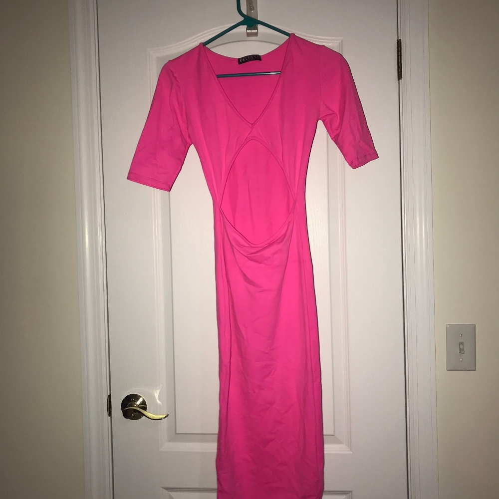 Pink Cutout Midi Dress